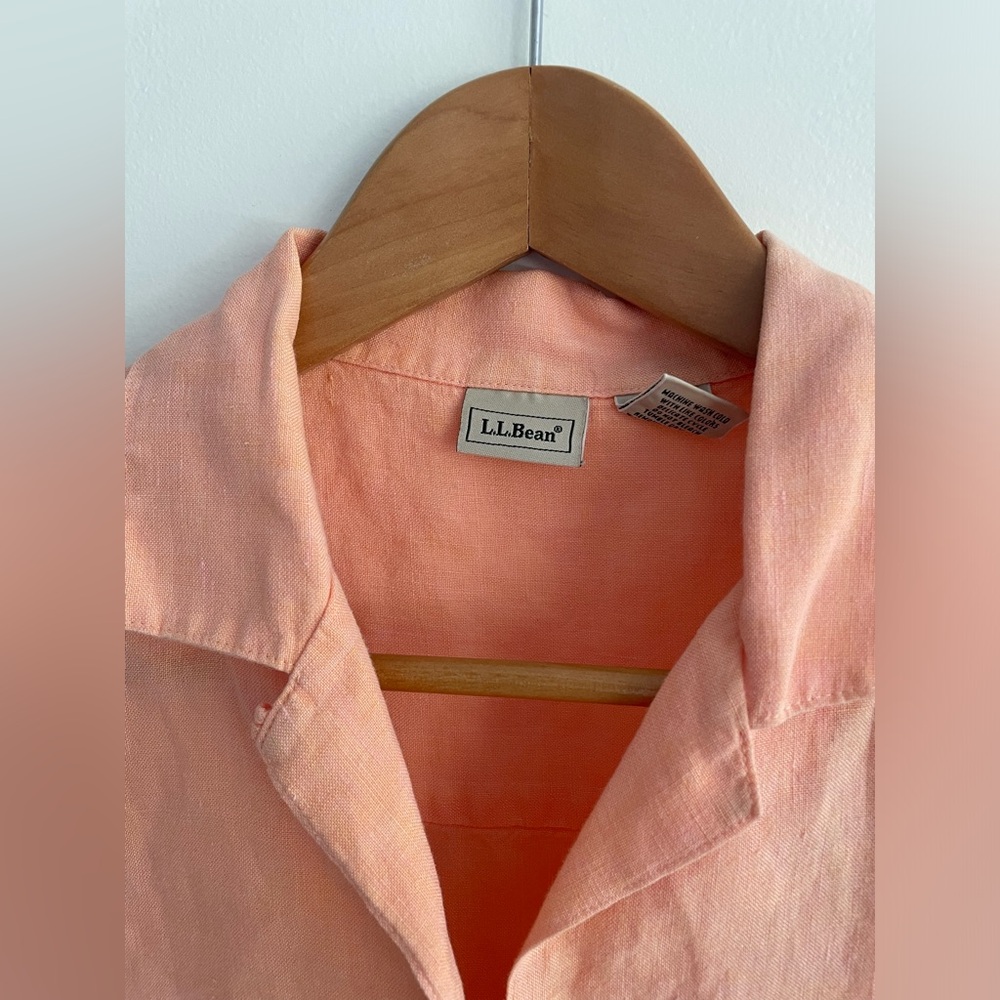 L.L. Bean Women's 100% Linen Blouse in Pink